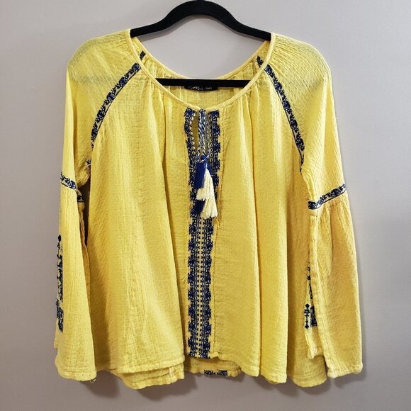 Gypsy 05 Global Village Embroidered Peasant Top S - Picture 2 of 8